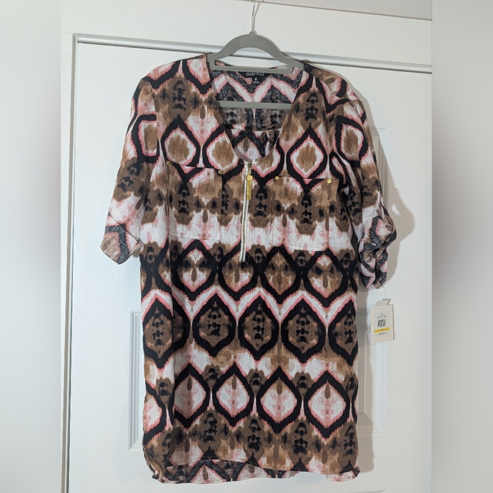 Ellen Tracy Multicolor Patterned Blouse Size M - Picture 4 of 9